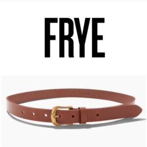 Frye Women's Tan Leather Belt with Gold Buckle